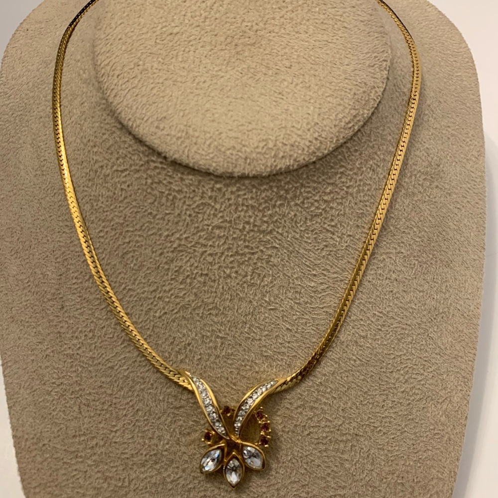 D’orlan Necklace Crystals Gold Plated Vintage Canadian Designer 16”